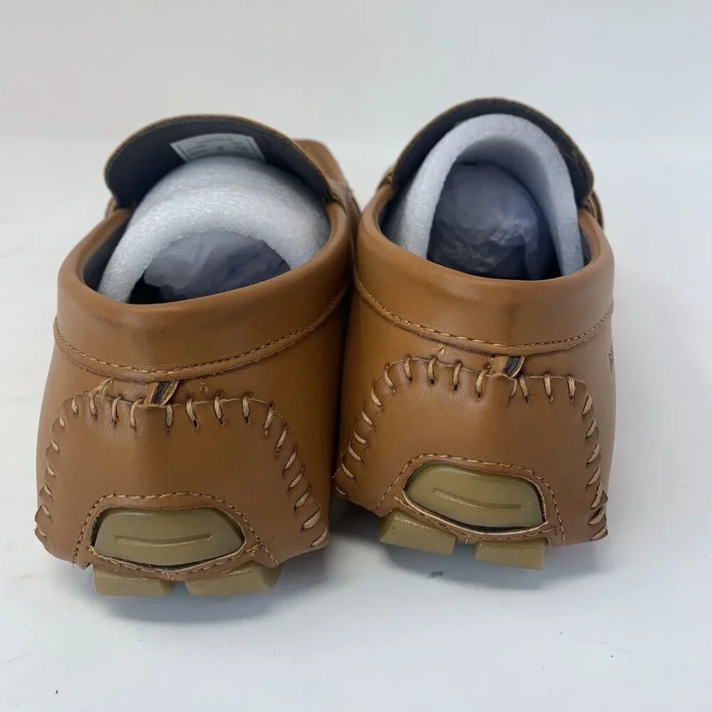 Aston Marc Charter Loafers Men's 9M Tan‎ Side Buckle Casual Slip-on Shoes S0694